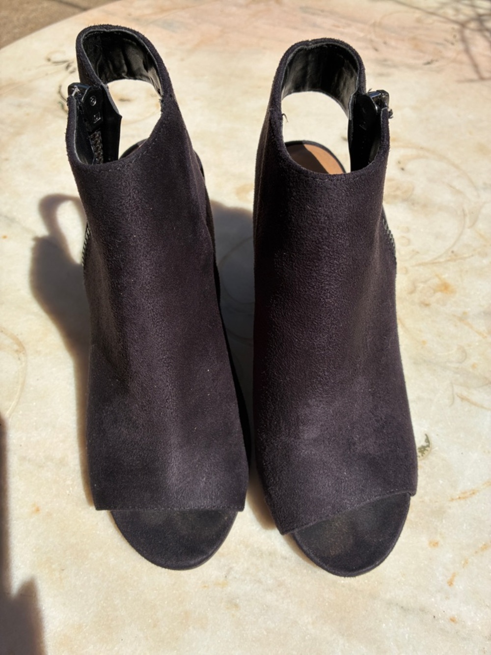 Open-Toe Black Suede Slingback Mules by 🩷D Size 7 1/2